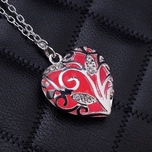 Luminous Red heart ❤️ Stone Pendant Necklace